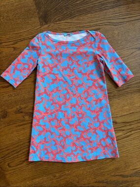 J. McLaughlin Coral and Light Blue Patterned Girls' Dress